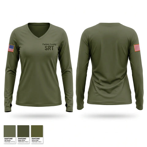 Womens Long Sleeve Vneck Shirt, Parmer County SRT, Police, Teamtime, Team time, sublimation, custom sports apparel, team uniforms, spirit wear, spiritwear, sports uniforms, custom shirts, team store, custom team store, fundraiser sports, apparel fundraiser