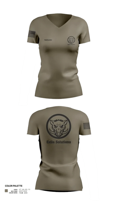 Exile Solutions 72007120 Women's Short Sleeve V-neck Shirt - 21
