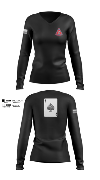 Womens Long Sleeve Vneck Shirt, Recruiting and retention battalion, National Guard, Teamtime, Team time, sublimation, custom sports apparel, team uniforms, spirit wear, spiritwear, sports uniforms, custom shirts, team store, custom team store, fundraiser sports, apparel fundraiser