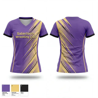 Womens Short Sleeve Vneck Shirt, Sabertooth Wrestling Club, Wrestling, Teamtime, Team time, sublimation, custom sports apparel, team uniforms, spirit wear, spiritwear, sports uniforms, custom shirts, team store, custom team store, fundraiser sports, apparel fundraiser