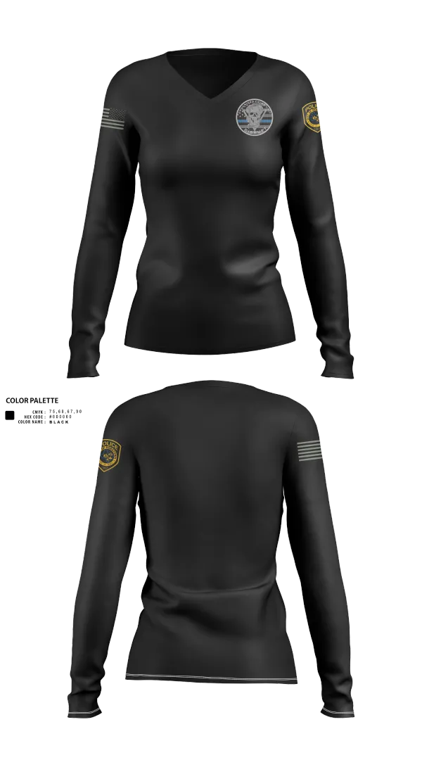 Womens Long Sleeve Vneck Shirt, Robstown Police Department, Police, Teamtime, Team time, sublimation, custom sports apparel, team uniforms, spirit wear, spiritwear, sports uniforms, custom shirts, team store, custom team store, fundraiser sports, apparel fundraiser