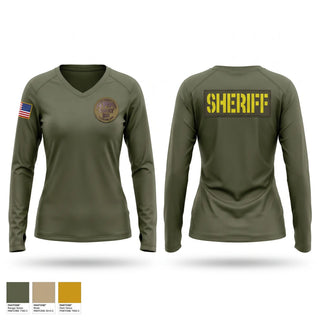Womens Long Sleeve Vneck Shirt, Cuyahoga County Sheriff’s Department, Police, Teamtime, Team time, sublimation, custom sports apparel, team uniforms, spirit wear, spiritwear, sports uniforms, custom shirts, team store, custom team store, fundraiser sports, apparel fundraiser