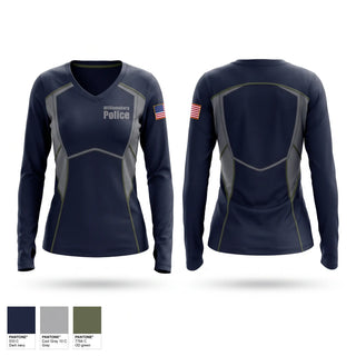 Womens Long Sleeve Vneck Shirt, Williamsburg Police, Police, Teamtime, Team time, sublimation, custom sports apparel, team uniforms, spirit wear, spiritwear, sports uniforms, custom shirts, team store, custom team store, fundraiser sports, apparel fundraiser