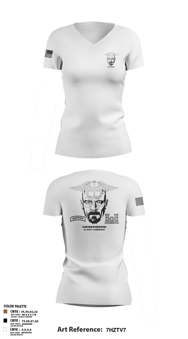 Womens Short Sleeve Vneck Shirt, Heisenberg’s, Army, Teamtime, Team time, sublimation, custom sports apparel, team uniforms, spirit wear, spiritwear, sports uniforms, custom shirts, team store, custom team store, fundraiser sports, apparel fundraiser