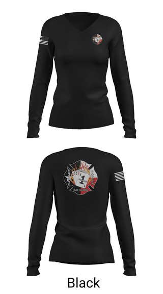 Womens Long Sleeve Vneck Shirt, CFD Station 1, Fire Department, Teamtime, Team time, sublimation, custom sports apparel, team uniforms, spirit wear, spiritwear, sports uniforms, custom shirts, team store, custom team store, fundraiser sports, apparel fundraiser