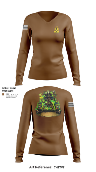 Womens Long Sleeve Vneck Shirt, TF Bataan, National Guard, Teamtime, Team time, sublimation, custom sports apparel, team uniforms, spirit wear, spiritwear, sports uniforms, custom shirts, team store, custom team store, fundraiser sports, apparel fundraiser