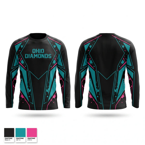 Long Sleeve Performance Shirt, Ohio Diamonds, Softball, Teamtime, Team time, sublimation, custom sports apparel, team uniforms, spirit wear, spiritwear, sports uniforms, custom shirts, team store, custom team store, fundraiser sports, apparel fundraiser