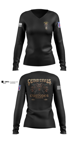 Womens Long Sleeve Vneck Shirt, Cerberus Platoon C 3-6, Army, Teamtime, Team time, sublimation, custom sports apparel, team uniforms, spirit wear, spiritwear, sports uniforms, custom shirts, team store, custom team store, fundraiser sports, apparel fundraiser