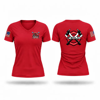 Womens Short Sleeve Vneck Shirt, Fire Department Love County, Fire Department, Teamtime, Team time, sublimation, custom sports apparel, team uniforms, spirit wear, spiritwear, sports uniforms, custom shirts, team store, custom team store, fundraiser sports, apparel fundraiser