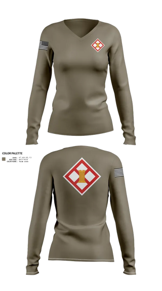 Womens Long Sleeve Vneck Shirt, 683rd ENG DET, , Teamtime, Team time, sublimation, custom sports apparel, team uniforms, spirit wear, spiritwear, sports uniforms, custom shirts, team store, custom team store, fundraiser sports, apparel fundraiser