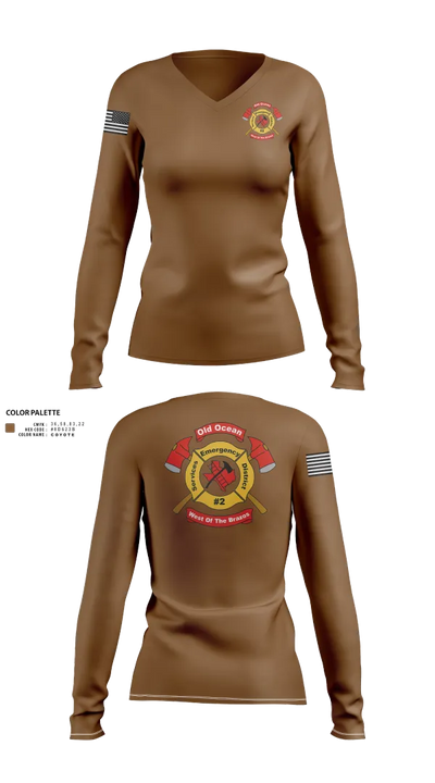 Old Ocean Fire Department 97753494 Women's Long Sleeve V-neck Shirt - 21