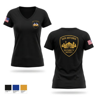 Womens Short Sleeve Vneck Shirt, San Antonio security Agency, Police, Teamtime, Team time, sublimation, custom sports apparel, team uniforms, spirit wear, spiritwear, sports uniforms, custom shirts, team store, custom team store, fundraiser sports, apparel fundraiser