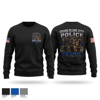 Crew Neck Sweatshirt, Grand Blanc City Police K9 Unit, Police, Teamtime, Team time, sublimation, custom sports apparel, team uniforms, spirit wear, spiritwear, sports uniforms, custom shirts, team store, custom team store, fundraiser sports, apparel fundraiser