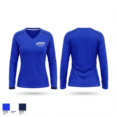 Irvington High School Badminton 69928191 Women's Long Sleeve V-neck Shirt - 1