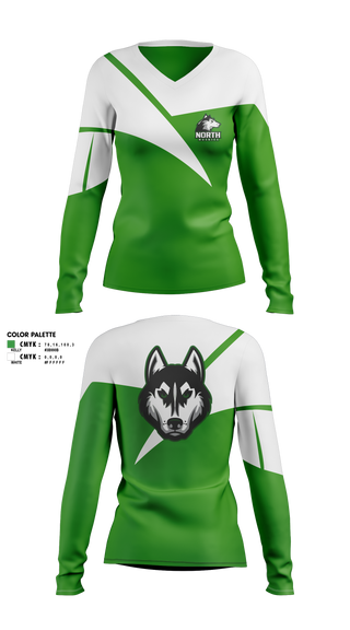 Womens Long Sleeve Vneck Shirt, North Huskies, Track & Field, Teamtime, Team time, sublimation, custom sports apparel, team uniforms, spirit wear, spiritwear, sports uniforms, custom shirts, team store, custom team store, fundraiser sports, apparel fundraiser