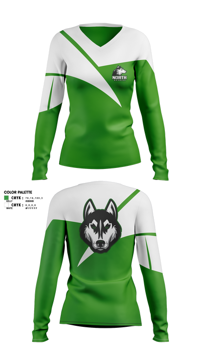 North Huskies Women's Long Sleeve V-neck Shirt - 2