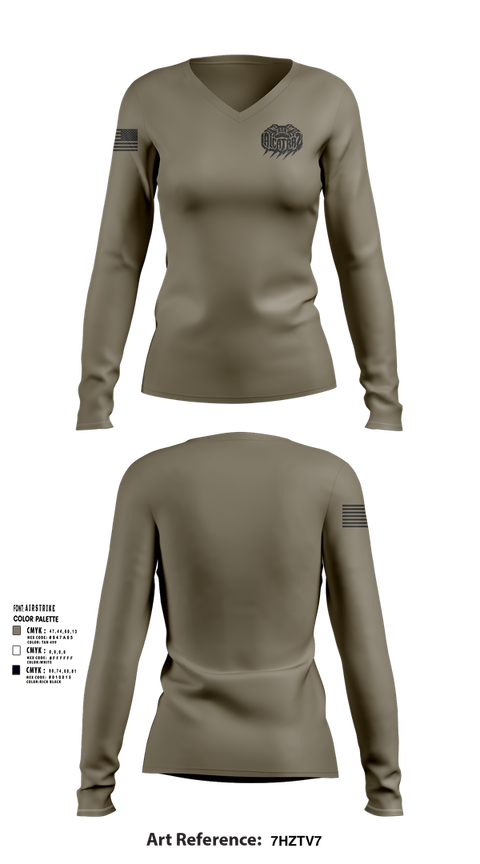 Womens Long Sleeve Vneck Shirt, Alligator Alcatraz, , Teamtime, Team time, sublimation, custom sports apparel, team uniforms, spirit wear, spiritwear, sports uniforms, custom shirts, team store, custom team store, fundraiser sports, apparel fundraiser