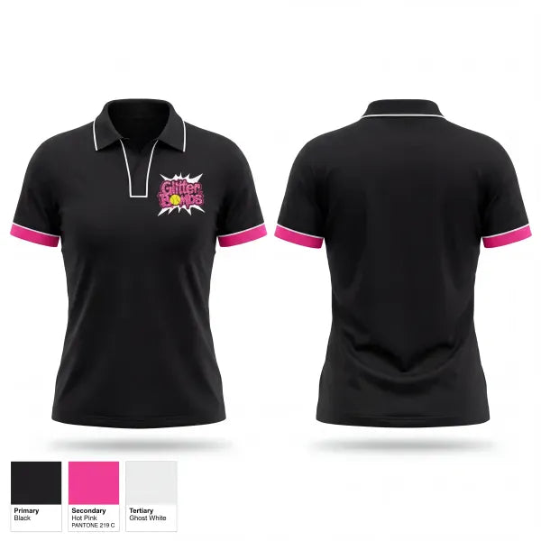 Short Sleeve Performance Polo, Glitter Bombs, Softball, Teamtime, Team time, sublimation, custom sports apparel, team uniforms, spirit wear, spiritwear, sports uniforms, custom shirts, team store, custom team store, fundraiser sports, apparel fundraiser