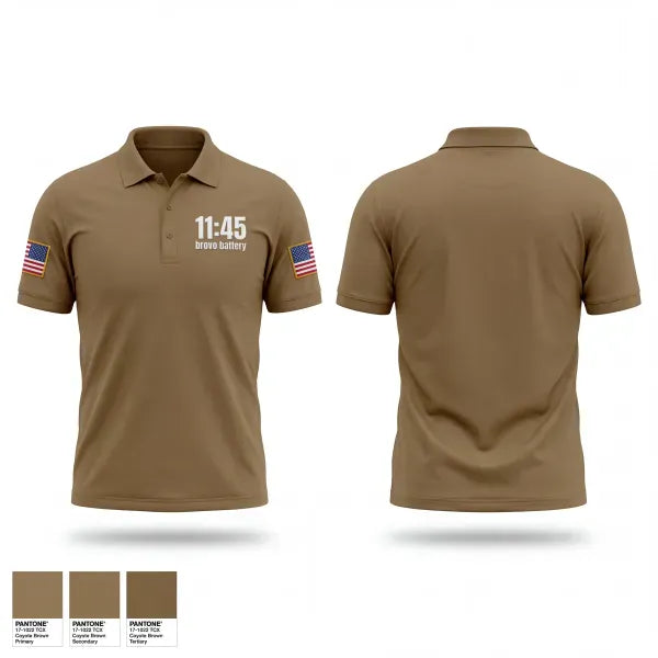 Short Sleeve Performance Polo, 1-145 brovo battery, Army, Teamtime, Team time, sublimation, custom sports apparel, team uniforms, spirit wear, spiritwear, sports uniforms, custom shirts, team store, custom team store, fundraiser sports, apparel fundraiser
