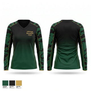Womens Long Sleeve Vneck Shirt, Vikings Baseball Club, Baseball, Teamtime, Team time, sublimation, custom sports apparel, team uniforms, spirit wear, spiritwear, sports uniforms, custom shirts, team store, custom team store, fundraiser sports, apparel fundraiser