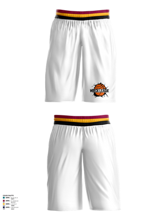 Mens Basketball Shorts, Wreck League, Men's Basketball, Teamtime, Team time, sublimation, custom sports apparel, team uniforms, spirit wear, spiritwear, sports uniforms, custom shirts, team store, custom team store, fundraiser sports, apparel fundraiser