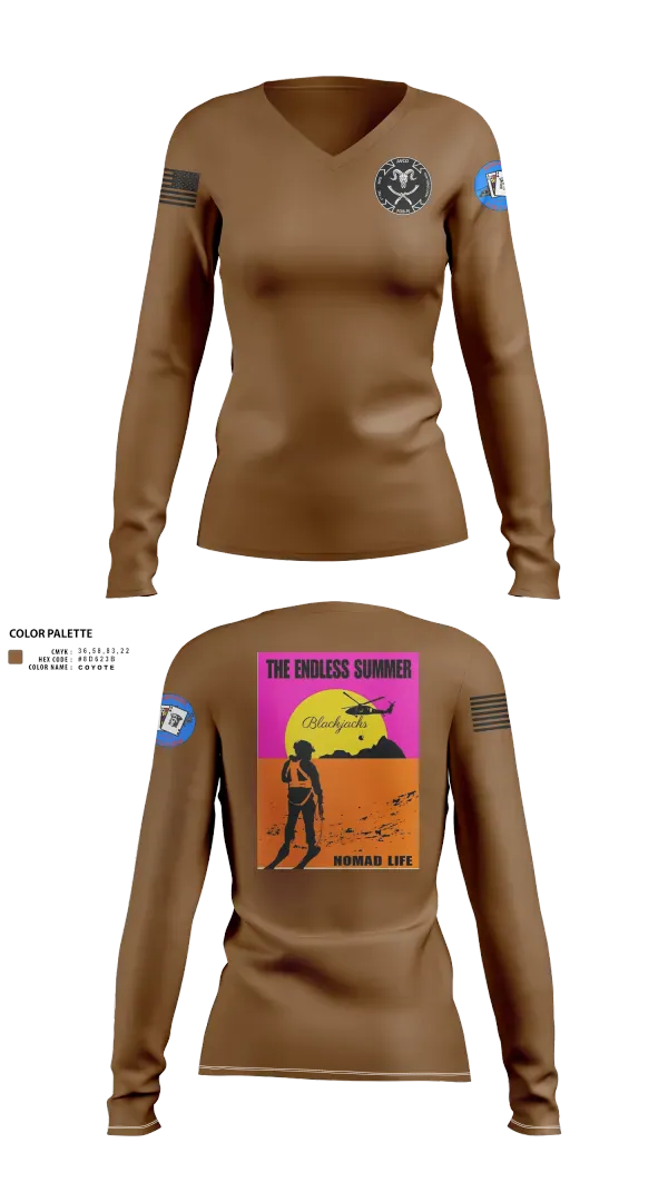 Womens Long Sleeve Vneck Shirt, A co 2-4GSAB, Army, Teamtime, Team time, sublimation, custom sports apparel, team uniforms, spirit wear, spiritwear, sports uniforms, custom shirts, team store, custom team store, fundraiser sports, apparel fundraiser