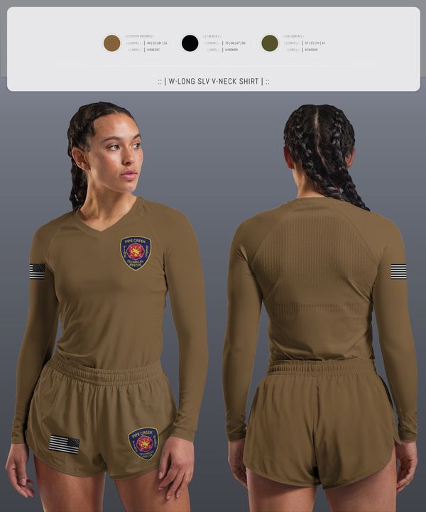Womens Long Sleeve Vneck Shirt, PCFD, , Teamtime, Team time, sublimation, custom sports apparel, team uniforms, spirit wear, spiritwear, sports uniforms, custom shirts, team store, custom team store, fundraiser sports, apparel fundraiser