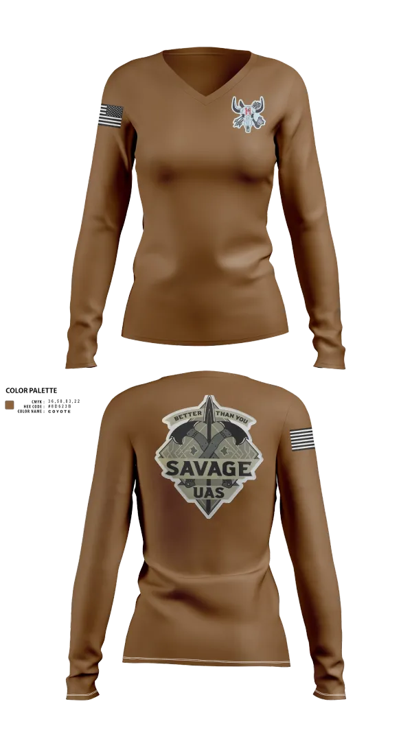 Womens Long Sleeve Vneck Shirt, 4-10 CAV 3 ABCT 4 ID, , Teamtime, Team time, sublimation, custom sports apparel, team uniforms, spirit wear, spiritwear, sports uniforms, custom shirts, team store, custom team store, fundraiser sports, apparel fundraiser
