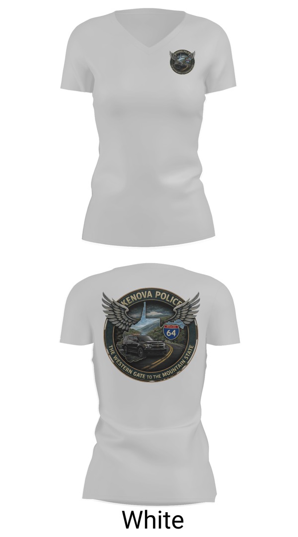Womens Short Sleeve Vneck Shirt, Kenova Police Department, Police, Teamtime, Team time, sublimation, custom sports apparel, team uniforms, spirit wear, spiritwear, sports uniforms, custom shirts, team store, custom team store, fundraiser sports, apparel fundraiser
