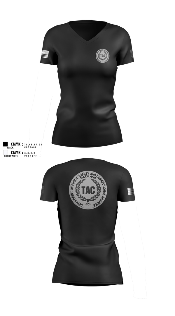 Womens Short Sleeve Vneck Shirt, ECI TAC, Police, Teamtime, Team time, sublimation, custom sports apparel, team uniforms, spirit wear, spiritwear, sports uniforms, custom shirts, team store, custom team store, fundraiser sports, apparel fundraiser