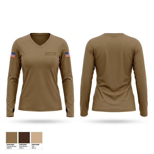 Womens Long Sleeve Vneck Shirt, SOTU-S, Air Force, Teamtime, Team time, sublimation, custom sports apparel, team uniforms, spirit wear, spiritwear, sports uniforms, custom shirts, team store, custom team store, fundraiser sports, apparel fundraiser