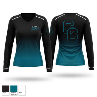 Womens Long Sleeve Vneck Shirt, Copa Chaos, Baseball, Teamtime, Team time, sublimation, custom sports apparel, team uniforms, spirit wear, spiritwear, sports uniforms, custom shirts, team store, custom team store, fundraiser sports, apparel fundraiser