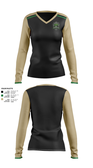 Womens Long Sleeve Vneck Shirt, Aztecas, Women's Soccer, Teamtime, Team time, sublimation, custom sports apparel, team uniforms, spirit wear, spiritwear, sports uniforms, custom shirts, team store, custom team store, fundraiser sports, apparel fundraiser