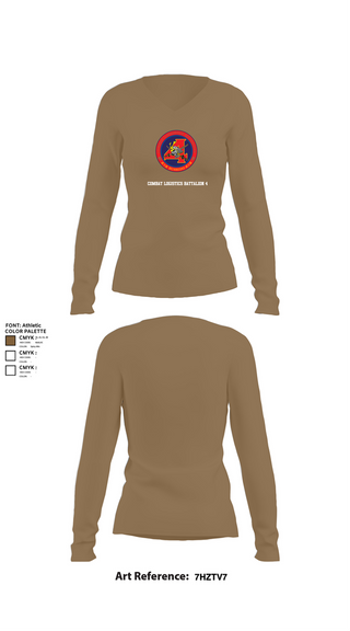 Womens Long Sleeve Vneck Shirt, Combat Logistics Battalion 4, , Teamtime, Team time, sublimation, custom sports apparel, team uniforms, spirit wear, spiritwear, sports uniforms, custom shirts, team store, custom team store, fundraiser sports, apparel fundraiser