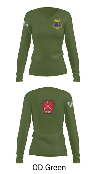 Womens Long Sleeve Vneck Shirt, A co 1/109, National Guard, Teamtime, Team time, sublimation, custom sports apparel, team uniforms, spirit wear, spiritwear, sports uniforms, custom shirts, team store, custom team store, fundraiser sports, apparel fundraiser
