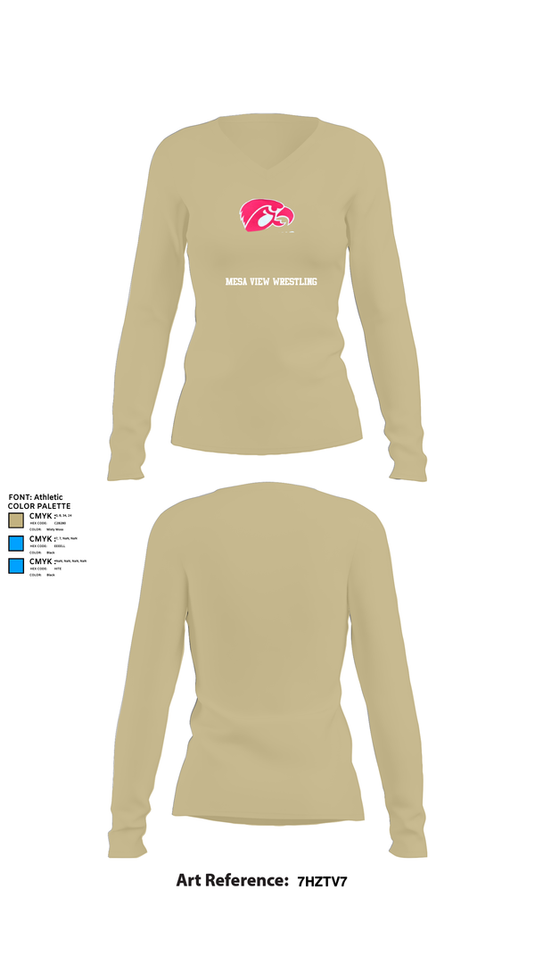Womens Long Sleeve Vneck Shirt, Mesa View Wrestling, Wrestling, Teamtime, Team time, sublimation, custom sports apparel, team uniforms, spirit wear, spiritwear, sports uniforms, custom shirts, team store, custom team store, fundraiser sports, apparel fundraiser