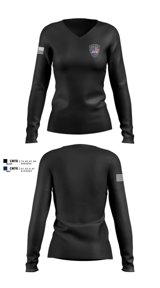 Womens Long Sleeve Vneck Shirt, Ocean Township Police, Police, Teamtime, Team time, sublimation, custom sports apparel, team uniforms, spirit wear, spiritwear, sports uniforms, custom shirts, team store, custom team store, fundraiser sports, apparel fundraiser