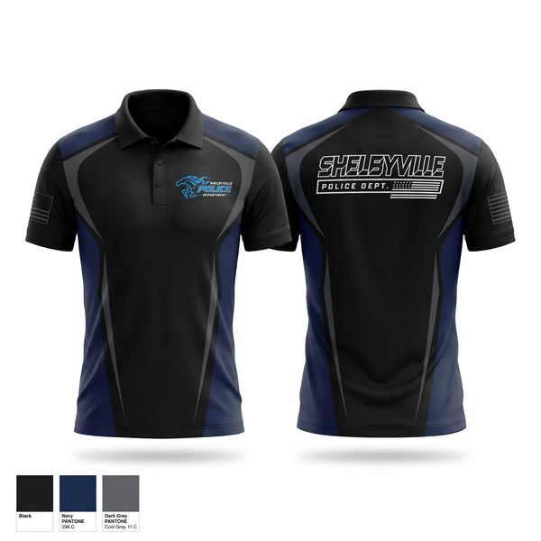 Short Sleeve Performance Polo, Shelbyville Police Department (KY), Police, Teamtime, Team time, sublimation, custom sports apparel, team uniforms, spirit wear, spiritwear, sports uniforms, custom shirts, team store, custom team store, fundraiser sports, apparel fundraiser
