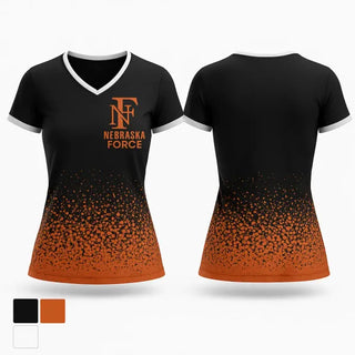 Womens Short Sleeve Vneck Shirt, Nebraska Force, Softball, Teamtime, Team time, sublimation, custom sports apparel, team uniforms, spirit wear, spiritwear, sports uniforms, custom shirts, team store, custom team store, fundraiser sports, apparel fundraiser