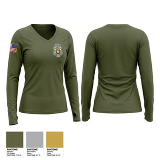 Womens Long Sleeve Vneck Shirt, Shirley Police Department, Police, Teamtime, Team time, sublimation, custom sports apparel, team uniforms, spirit wear, spiritwear, sports uniforms, custom shirts, team store, custom team store, fundraiser sports, apparel fundraiser