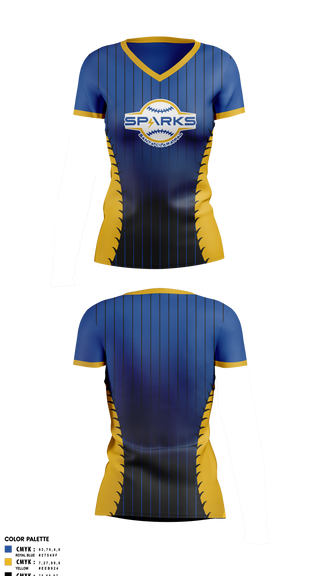 Womens Short Sleeve Vneck Shirt, Santa Clara PAL Sparks, Softball, Teamtime, Team time, sublimation, custom sports apparel, team uniforms, spirit wear, spiritwear, sports uniforms, custom shirts, team store, custom team store, fundraiser sports, apparel fundraiser