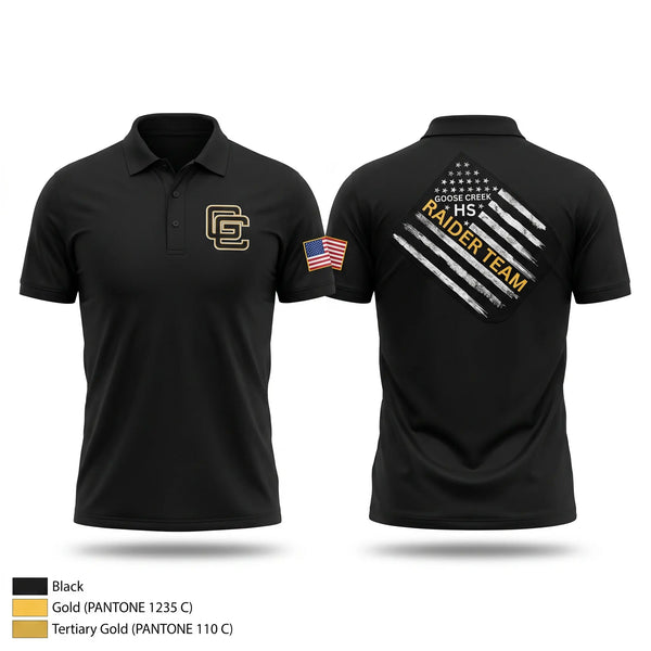 Short Sleeve Performance Polo, Goose Creek high school JROTC, Bowling, Teamtime, Team time, sublimation, custom sports apparel, team uniforms, spirit wear, spiritwear, sports uniforms, custom shirts, team store, custom team store, fundraiser sports, apparel fundraiser