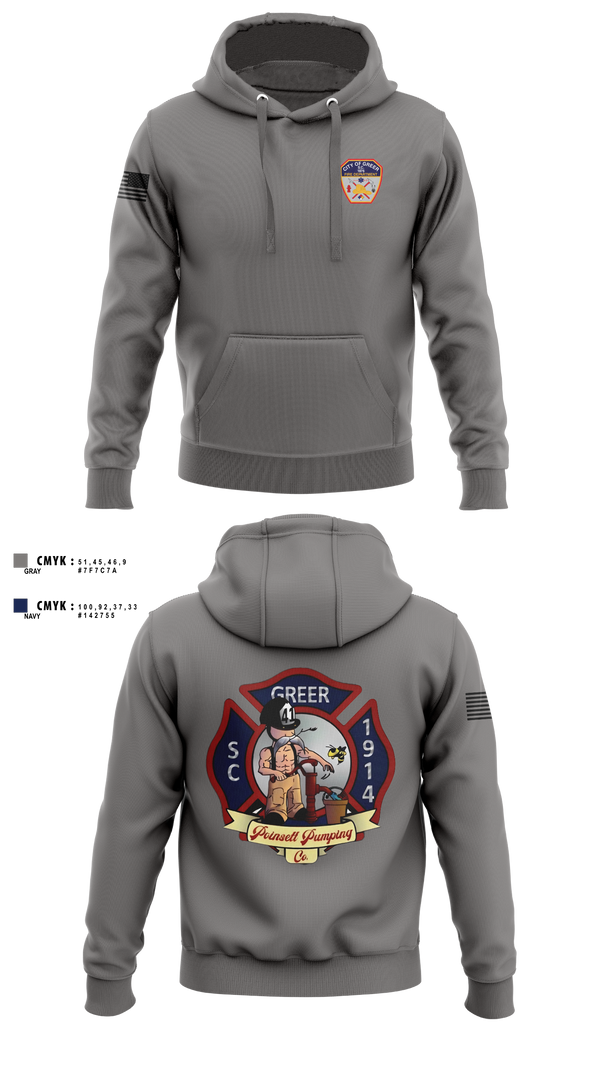 Hoodie, City Of Greer FD, Fire Department, Teamtime, Team time, sublimation, custom sports apparel, team uniforms, spirit wear, spiritwear, sports uniforms, custom shirts, team store, custom team store, fundraiser sports, apparel fundraiser