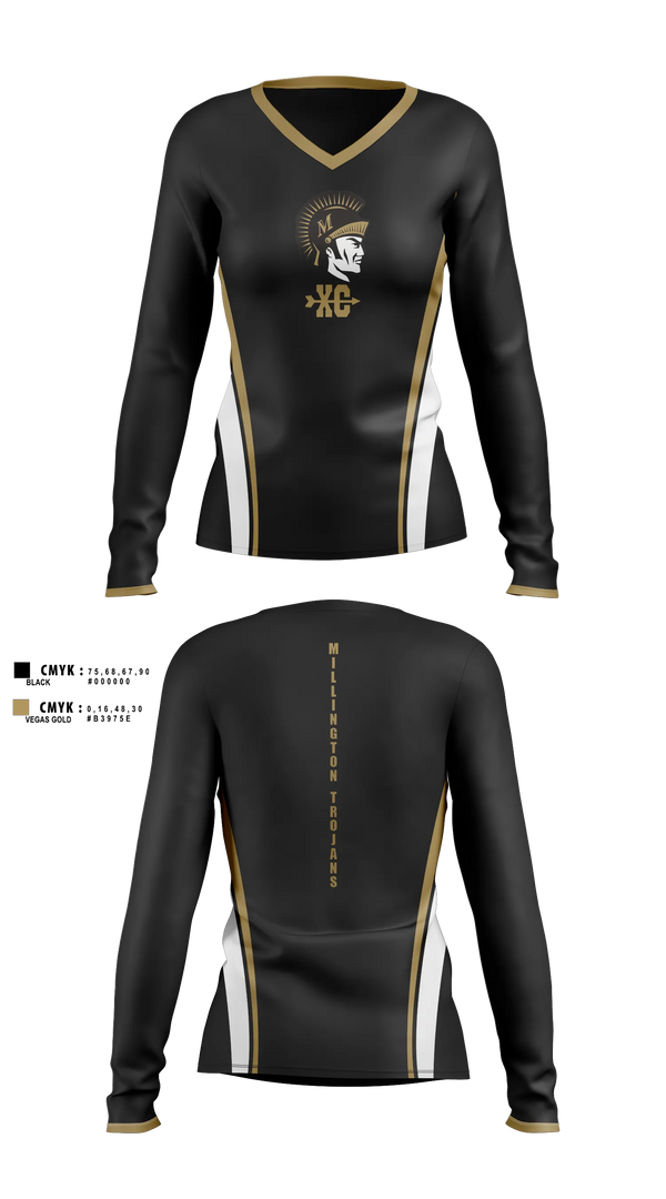 Womens Long Sleeve Vneck Shirt, Millington Central High School Cross Country, Cross Country, Teamtime, Team time, sublimation, custom sports apparel, team uniforms, spirit wear, spiritwear, sports uniforms, custom shirts, team store, custom team store, fundraiser sports, apparel fundraiser