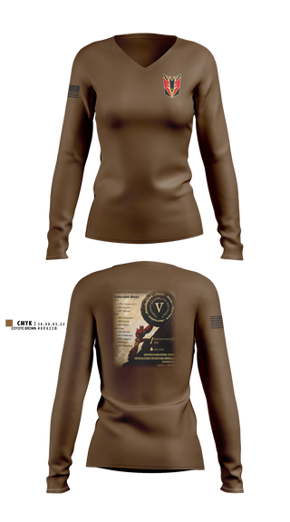 Womens Long Sleeve Vneck Shirt, D/2-43, Army, Teamtime, Team time, sublimation, custom sports apparel, team uniforms, spirit wear, spiritwear, sports uniforms, custom shirts, team store, custom team store, fundraiser sports, apparel fundraiser