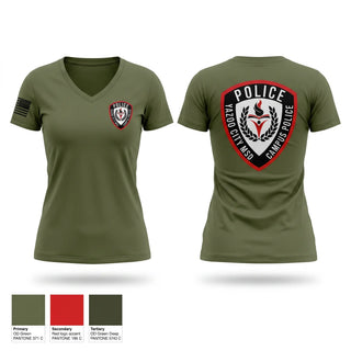 Womens Short Sleeve Vneck Shirt, Yazoo City School Campus Police, Police, Teamtime, Team time, sublimation, custom sports apparel, team uniforms, spirit wear, spiritwear, sports uniforms, custom shirts, team store, custom team store, fundraiser sports, apparel fundraiser