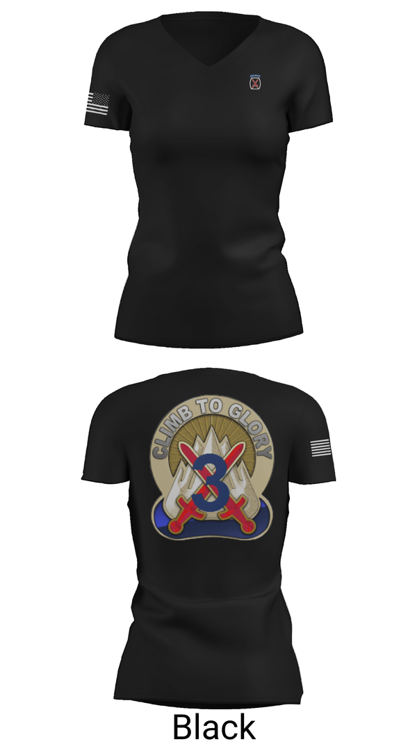 Womens Short Sleeve Vneck Shirt, 3rd Brigade, 10th Mountain Division, Army, Teamtime, Team time, sublimation, custom sports apparel, team uniforms, spirit wear, spiritwear, sports uniforms, custom shirts, team store, custom team store, fundraiser sports, apparel fundraiser