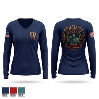Womens Long Sleeve Vneck Shirt, Fire Department of Liberty Township, Fire Department, Teamtime, Team time, sublimation, custom sports apparel, team uniforms, spirit wear, spiritwear, sports uniforms, custom shirts, team store, custom team store, fundraiser sports, apparel fundraiser