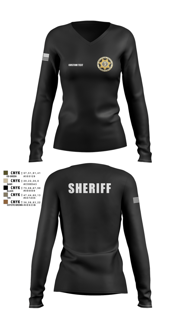 Womens Long Sleeve Vneck Shirt, Bollinger County Sheriff’s Office, Police, Teamtime, Team time, sublimation, custom sports apparel, team uniforms, spirit wear, spiritwear, sports uniforms, custom shirts, team store, custom team store, fundraiser sports, apparel fundraiser