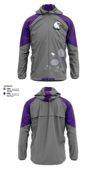 Windbreaker, Albion Purple Eagles, Tennis, Teamtime, Team time, sublimation, custom sports apparel, team uniforms, spirit wear, spiritwear, sports uniforms, custom shirts, team store, custom team store, fundraiser sports, apparel fundraiser